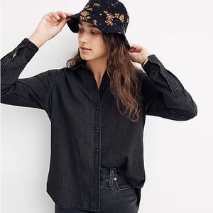 Denim Oversized Ex-Boyfriend Shirt in Lunar Wash